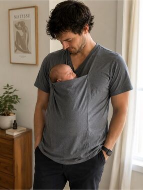 LALABU Baby Dad Shirt Grey Men Large